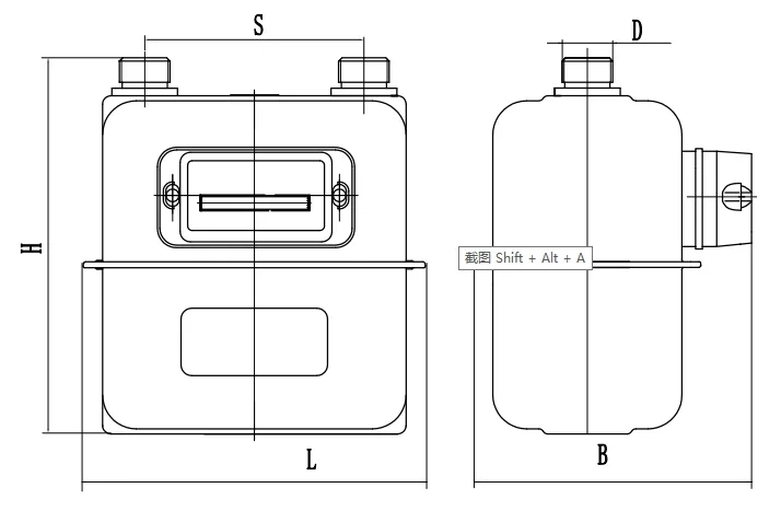 Бытовой мембранный газовый счетчик с алюминиевым корпусом G4B (5)